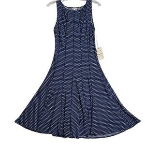Haani Navy Polka Dot Fit & Flare Midi Dress | Size Small | NWT #4218-1